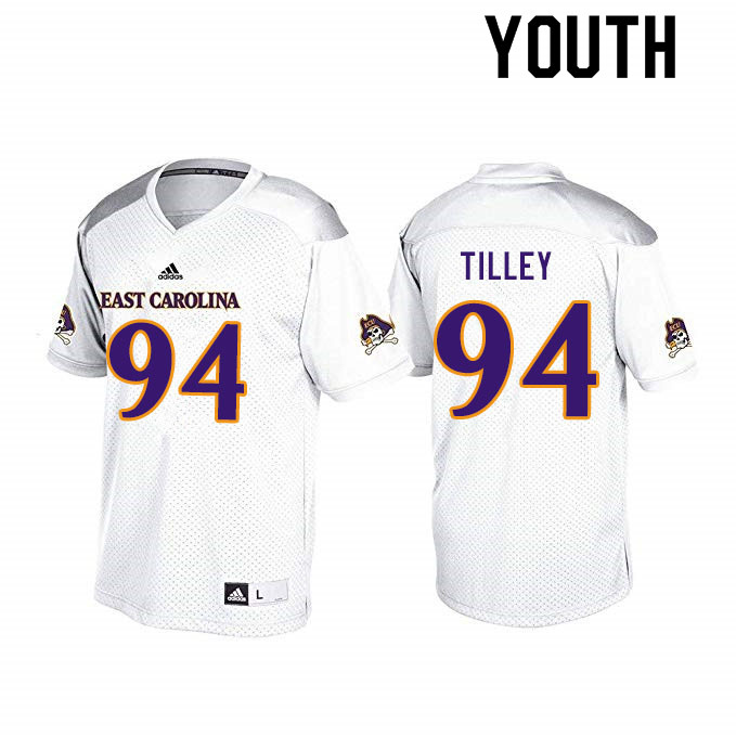 Youth #94 Michael Tilley ECU Pirates College Football Jerseys Sale-White